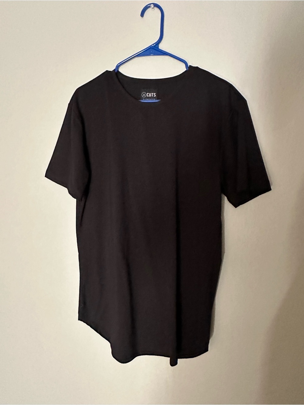 Cuts elongated Black Crewneck T-Shirt for Men